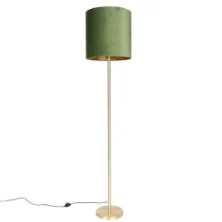 Botanische Stehlampe Messing mit grünem Schirm 40 cm - Simplo