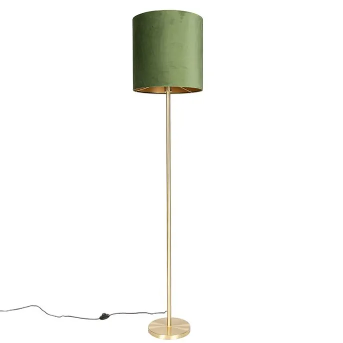Botanische Stehlampe Messing mit grünem Schirm 40 cm - Simplo