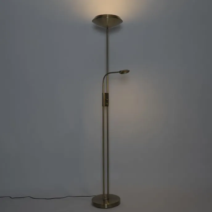 Bronze Stehleuchte inkl. LED und Dimmer mit Leselampe - Fez