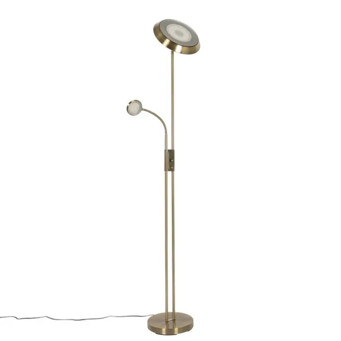 Bronze Stehleuchte inkl. LED und Dimmer mit Leselampe - Fez