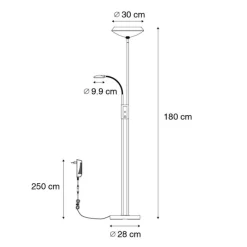 Bronze Stehleuchte inkl. LED und Dimmer mit Leselampe - Fez