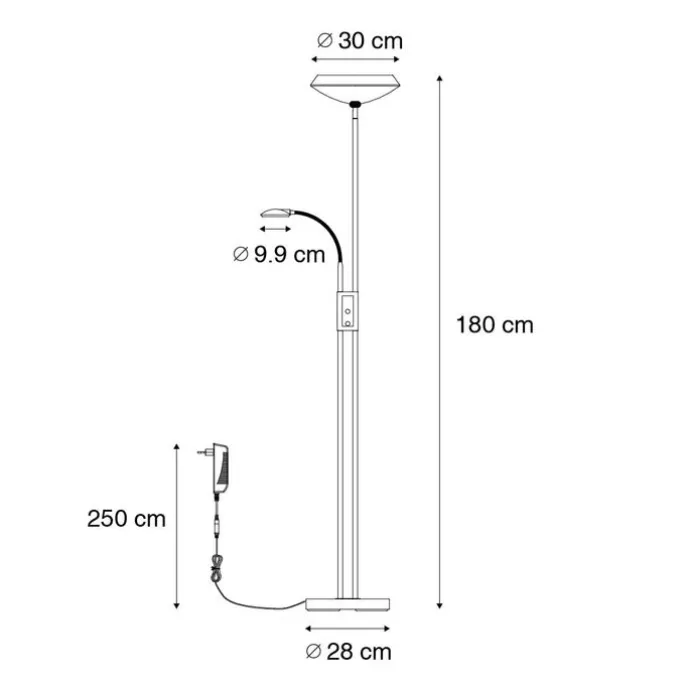 Bronze Stehleuchte inkl. LED und Dimmer mit Leselampe - Fez