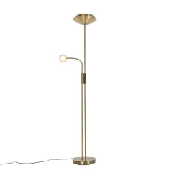 Bronze Stehleuchte inkl. LED und Dimmer mit Leselampe - Fez