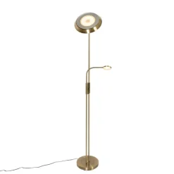 Bronze Stehleuchte inkl. LED und Dimmer mit Leselampe - Fez