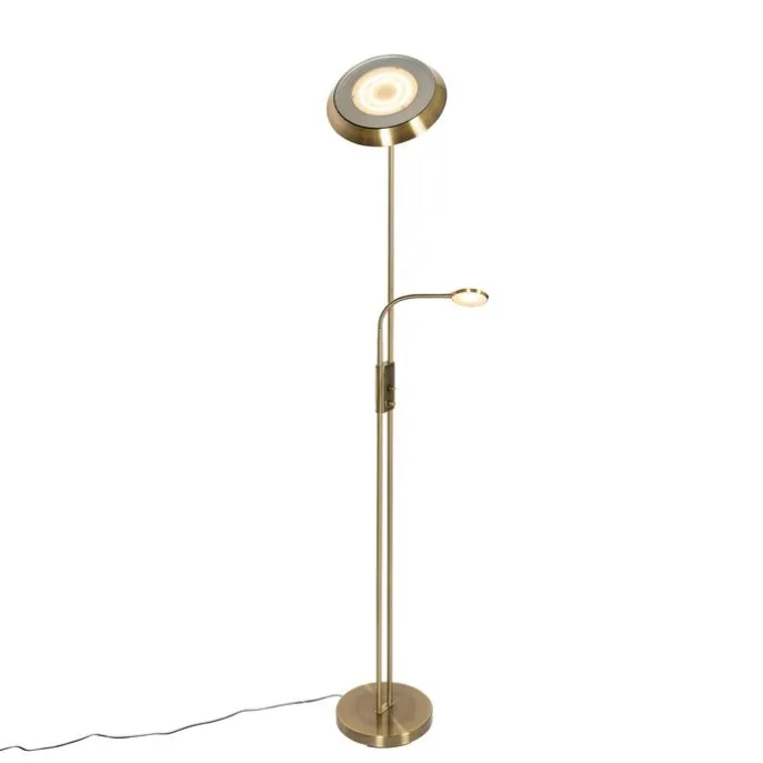 Bronze Stehleuchte inkl. LED und Dimmer mit Leselampe - Fez