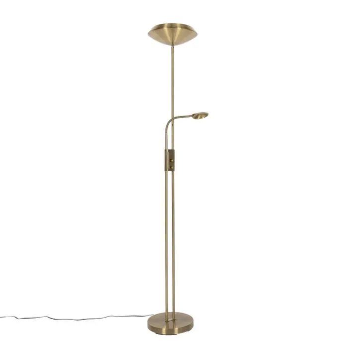 Bronze Stehleuchte inkl. LED und Dimmer mit Leselampe - Fez