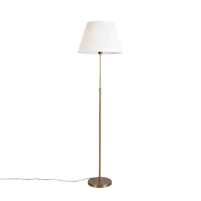 Bronze Stehleuchte mit Plisse Creme 45 cm verstellbar - Parte
