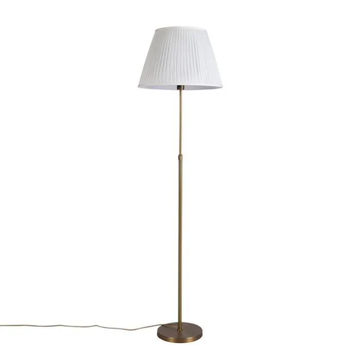 Bronze Stehleuchte mit Plisse Creme 45 cm verstellbar - Parte