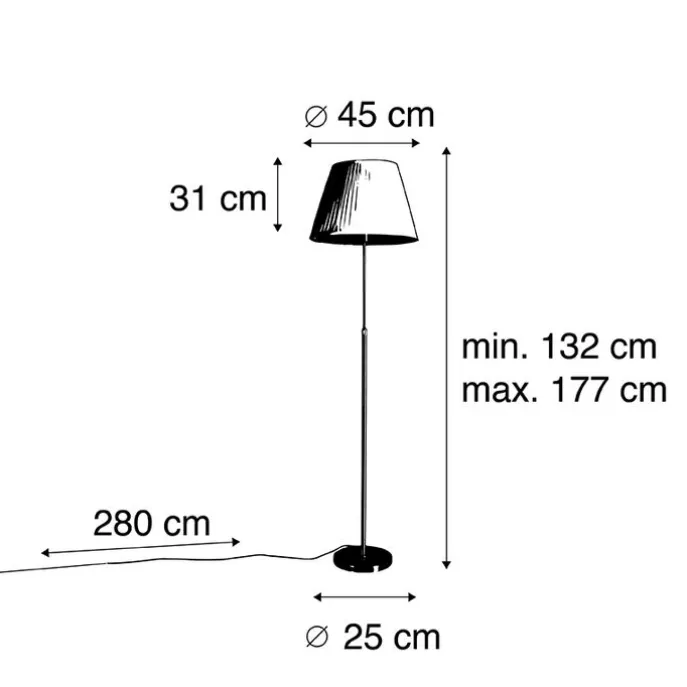 Bronze Stehleuchte mit Plisse Creme 45 cm verstellbar - Parte