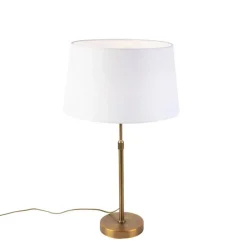 Bronze Tischlampe mit Leinenschirm weiß 35cm - Parte