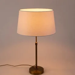 Bronze Tischlampe mit Leinenschirm weiß 35cm - Parte