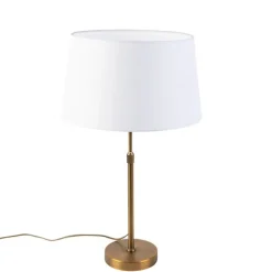 Bronze Tischlampe mit Leinenschirm weiß 35cm - Parte
