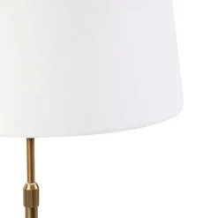 Bronze Tischlampe mit Leinenschirm weiß 35cm - Parte