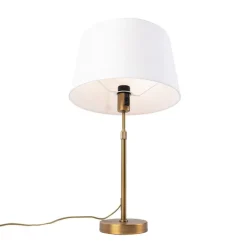 Bronze Tischlampe mit Leinenschirm weiß 35cm - Parte