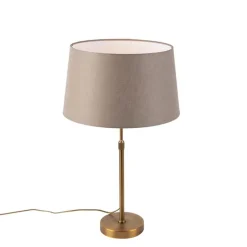 Bronze Tischlampe mit Leinenschirm taupe 35 cm - Parte