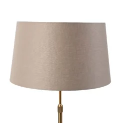 Bronze Tischlampe mit Leinenschirm taupe 35 cm - Parte