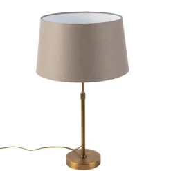 Bronze Tischlampe mit Leinenschirm taupe 35 cm - Parte