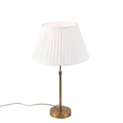 Bronze Tischlampe mit plissiertem Schirm weiß 35 cm - Parte