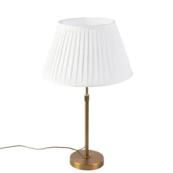 Bronze Tischlampe mit plissiertem Schirm weiß 35 cm - Parte