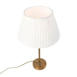 Bronze Tischlampe mit plissiertem Schirm weiß 35 cm - Parte