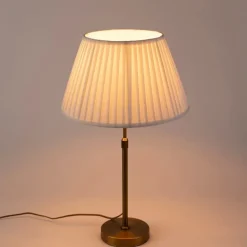 Bronze Tischlampe mit plissiertem Schirm weiß 35 cm - Parte