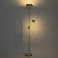 Bronzene Stehleuchte inkl. LED und Dimmer mit Leselampe - Kelso