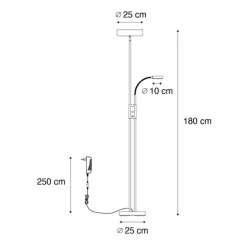 Bronzene Stehleuchte inkl. LED und Dimmer mit Leselampe - Kelso