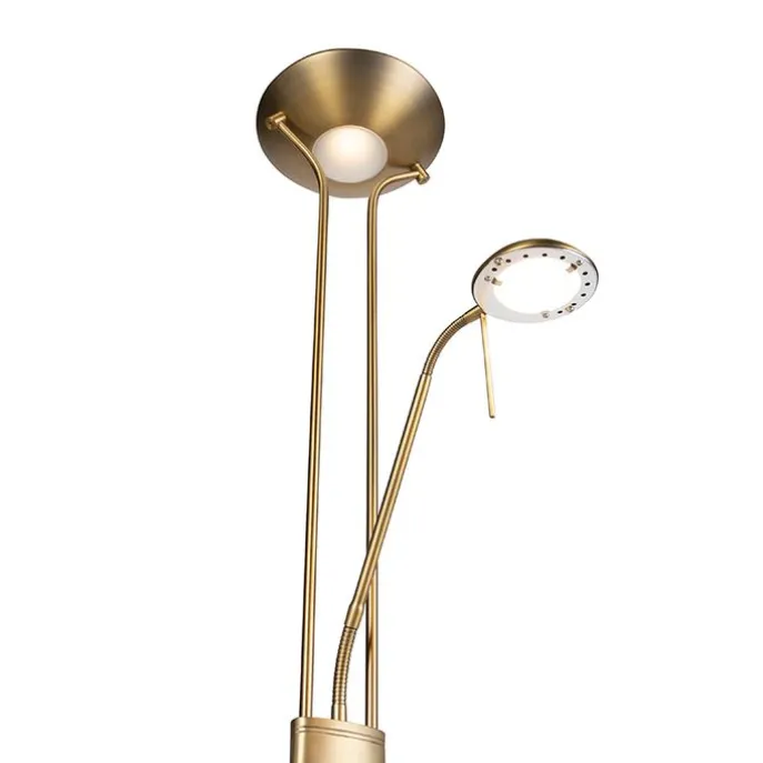 Bronzene Stehleuchte mit Leselampe inkl. LED und Dimmer - Diva 2