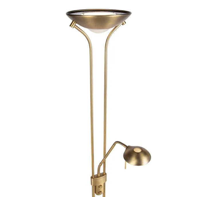 Bronzene Stehleuchte mit Leselampe inkl. LED und Dimmer - Diva 2