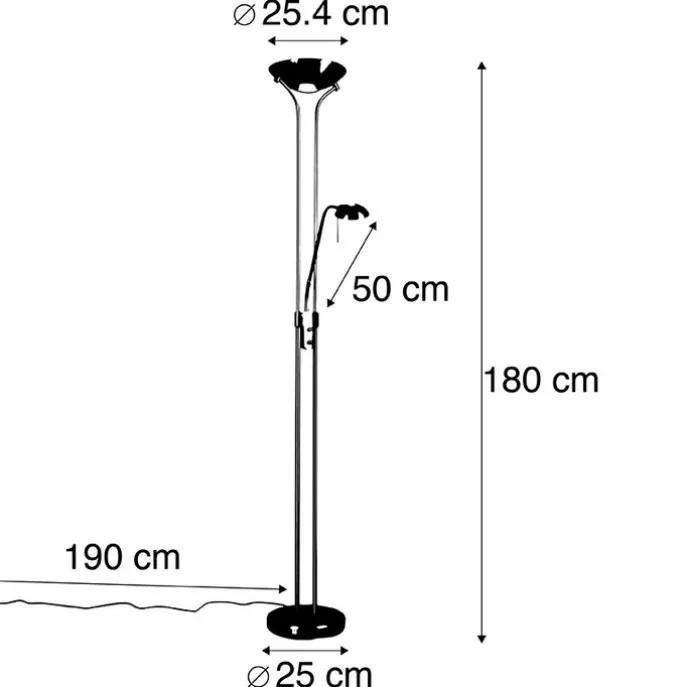 Bronzene Stehleuchte mit Leselampe inkl. LED und Dimmer - Diva 2