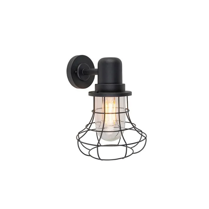 Country Wandleuchte schwarz IP44 - Moreno