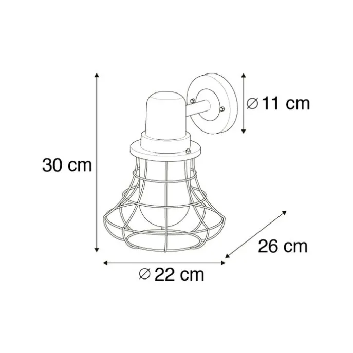 Country Wandleuchte schwarz IP44 - Moreno