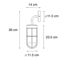 Country Wandleuchte schwarz mit Glas - Elza