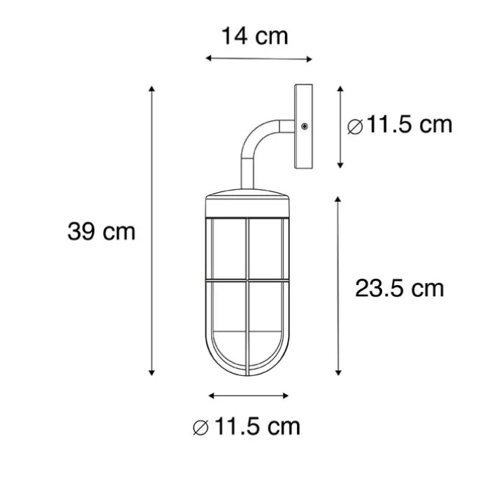 Country Wandleuchte schwarz mit Glas - Elza