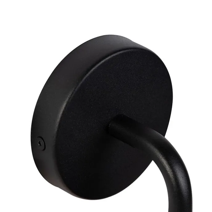 Country Wandleuchte schwarz mit Glas - Elza