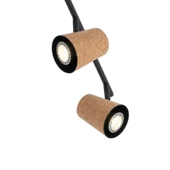 Deckenfleck schwarz mit Korkschirm 4-Licht verstellbar - Corky