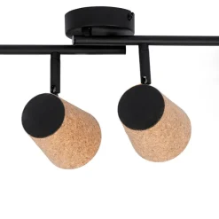 Deckenfleck schwarz mit Korkschirm 4-Licht verstellbar - Corky