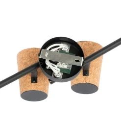 Deckenfleck schwarz mit Korkschirm 4-Licht verstellbar - Corky