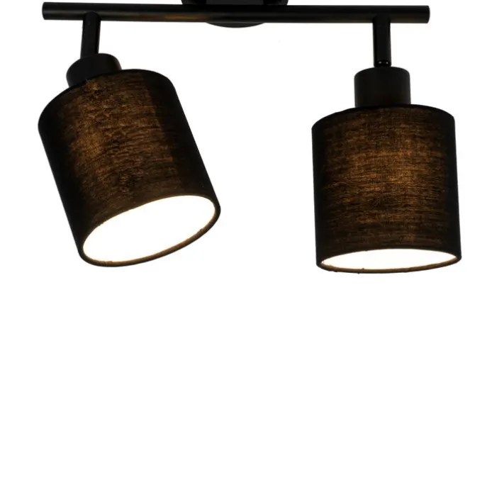 Deckenfleck schwarz mit schwarzem Schirm 2-Licht verstellbar - Hetta