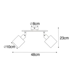 Deckenfleck schwarz mit schwarzem Schirm 2-Licht verstellbar - Hetta