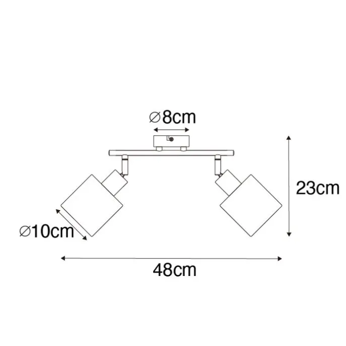 Deckenfleck schwarz mit schwarzem Schirm 2-Licht verstellbar - Hetta