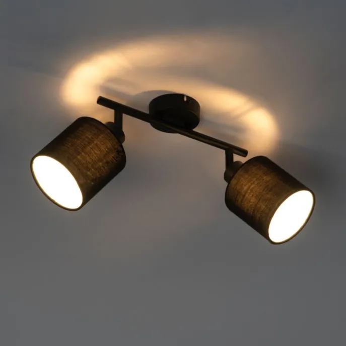 Deckenfleck schwarz mit schwarzem Schirm 2-Licht verstellbar - Hetta