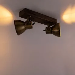 Deckenleuchte Bronze 2-Lichter mit Holz - Mangos