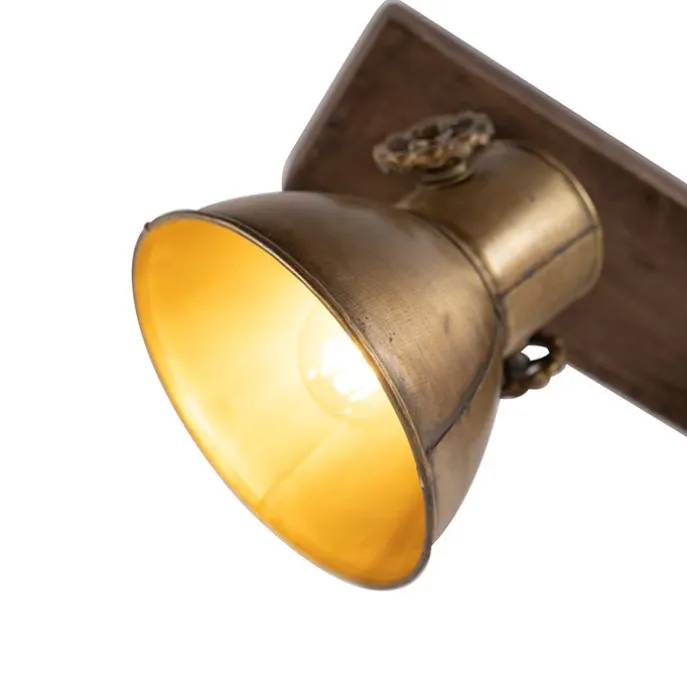 Deckenleuchte Bronze 2-Lichter mit Holz - Mangos