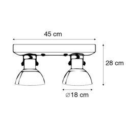 Deckenleuchte Bronze 2-Lichter mit Holz - Mangos