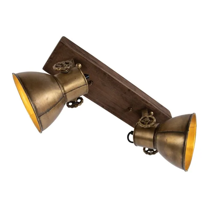 Deckenleuchte Bronze 2-Lichter mit Holz - Mangos