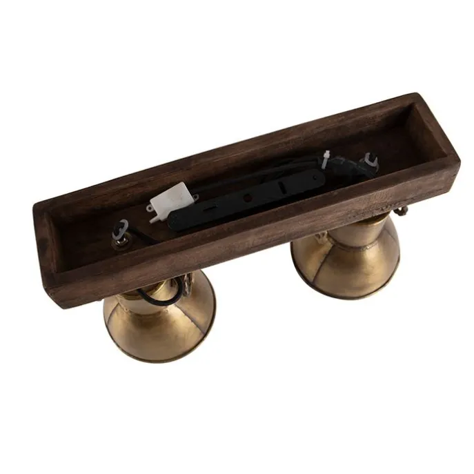 Deckenleuchte Bronze 2-Lichter mit Holz - Mangos