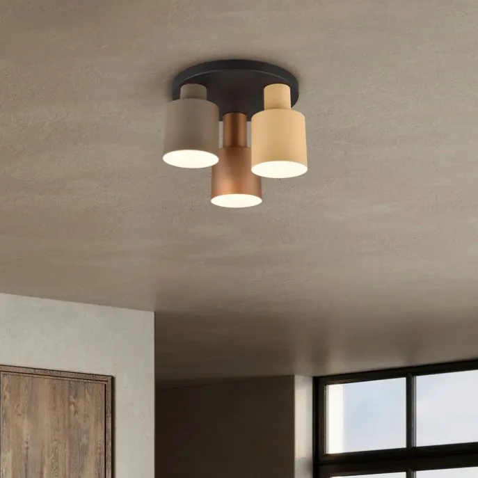 Deckenleuchte Bronze mit Taupe und Beige 3-flammig - Ans