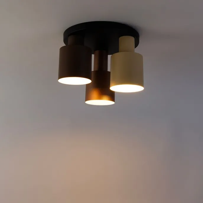 Deckenleuchte Bronze mit Taupe und Beige 3-flammig - Ans