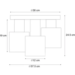 Deckenleuchte Bronze mit Taupe und Beige 3-flammig - Ans